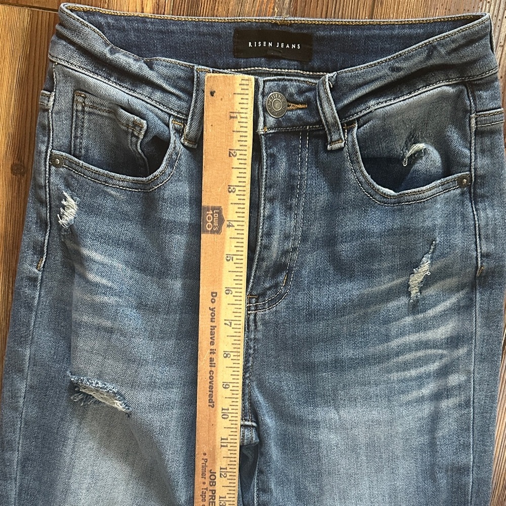 Risen Jeans Distressed High-Rise Straight Jeans - Light Blue 3/26 - Picture 4 of 6
